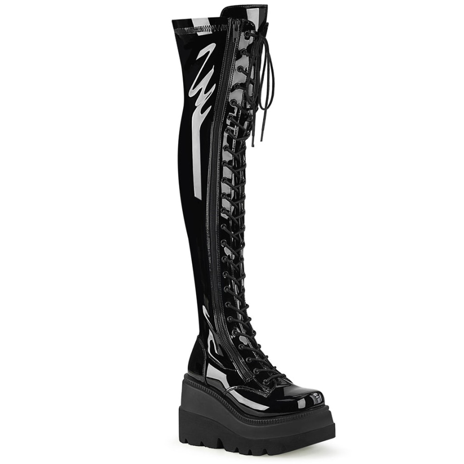 Shaker-374 Demonia Ireland Black Stretch Patent