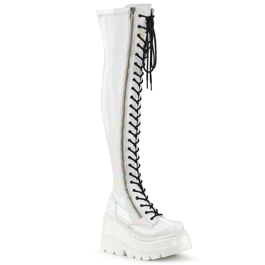 Shaker-374 White Hologram Stretch Patent Demonia Ireland