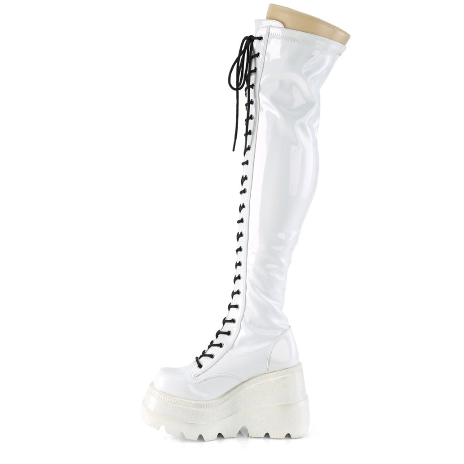 Shaker-374 White Hologram Stretch Patent Demonia Ireland