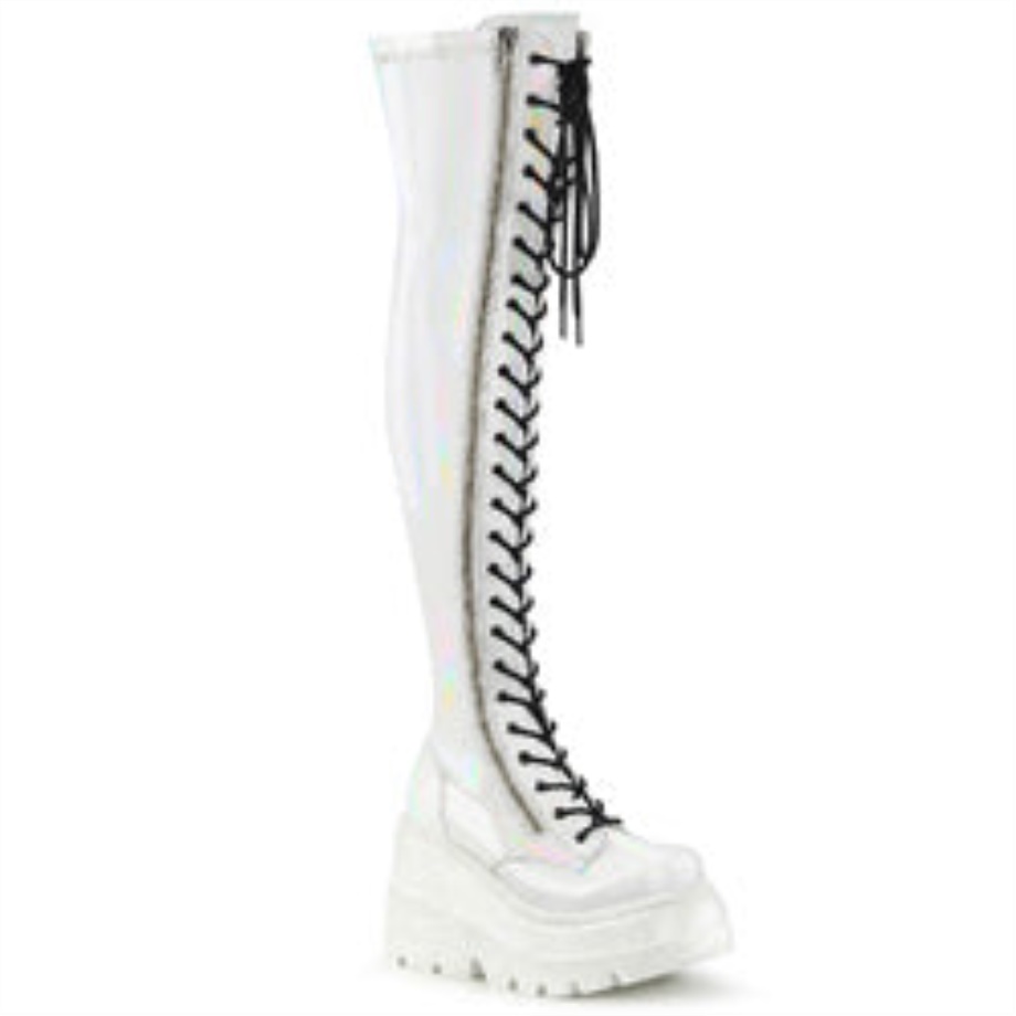 Shaker-374 White Hologram Stretch Patent Demonia Ireland