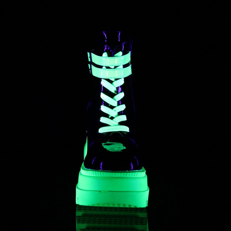 Shaker-52 Black Patent-U V Neon Green Demonia Ireland