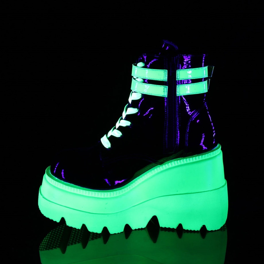 Shaker-52 Black Patent-U V Neon Green Demonia Ireland