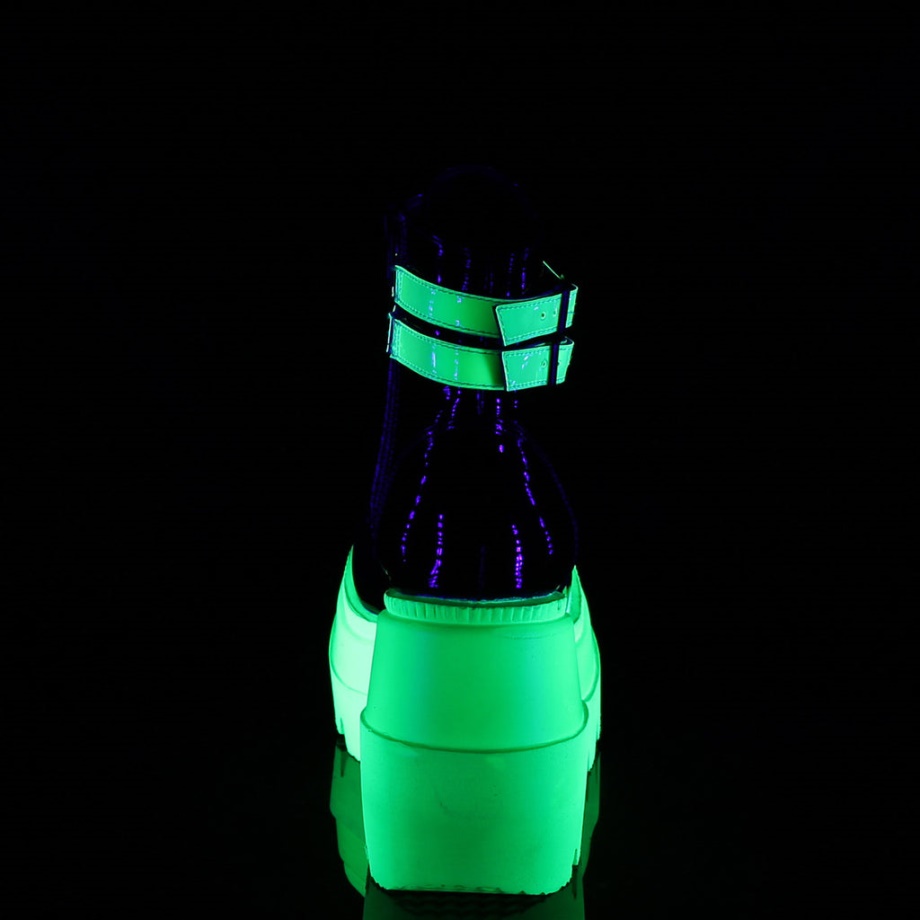 Shaker-52 Black Patent-U V Neon Green Demonia Ireland