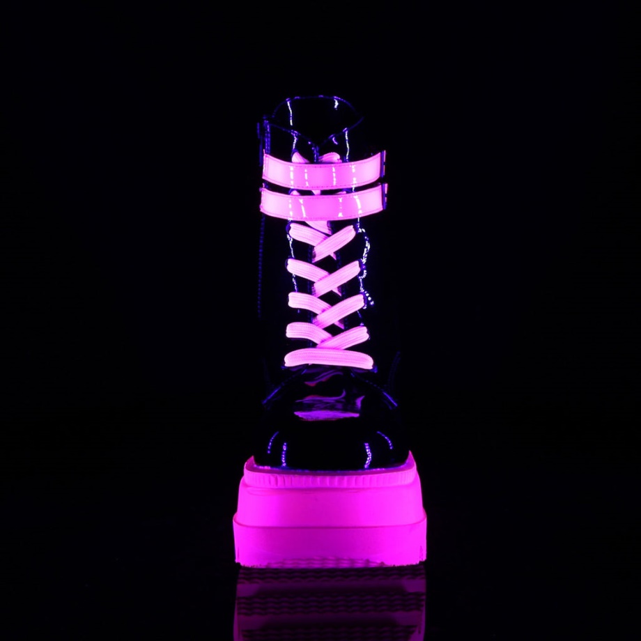 Shaker-52 Black Patent-U V Neon Pink Demonia Ireland