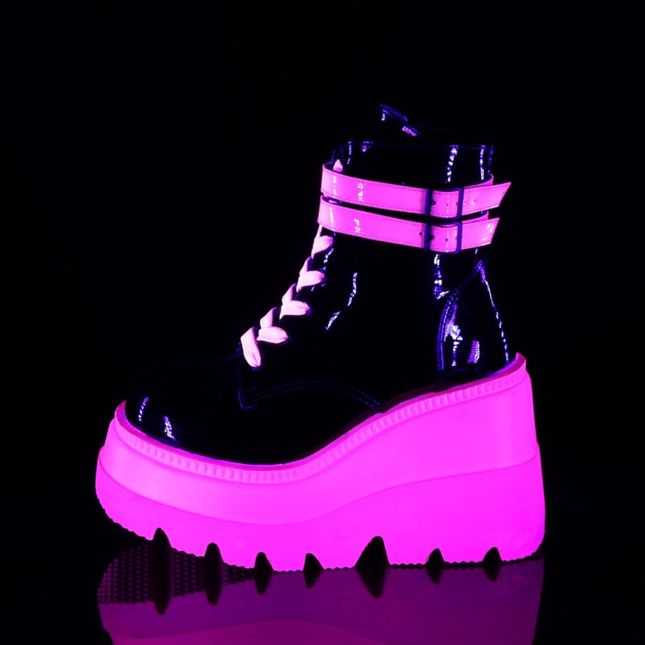 Shaker-52 Black Patent-U V Neon Pink Demonia Ireland