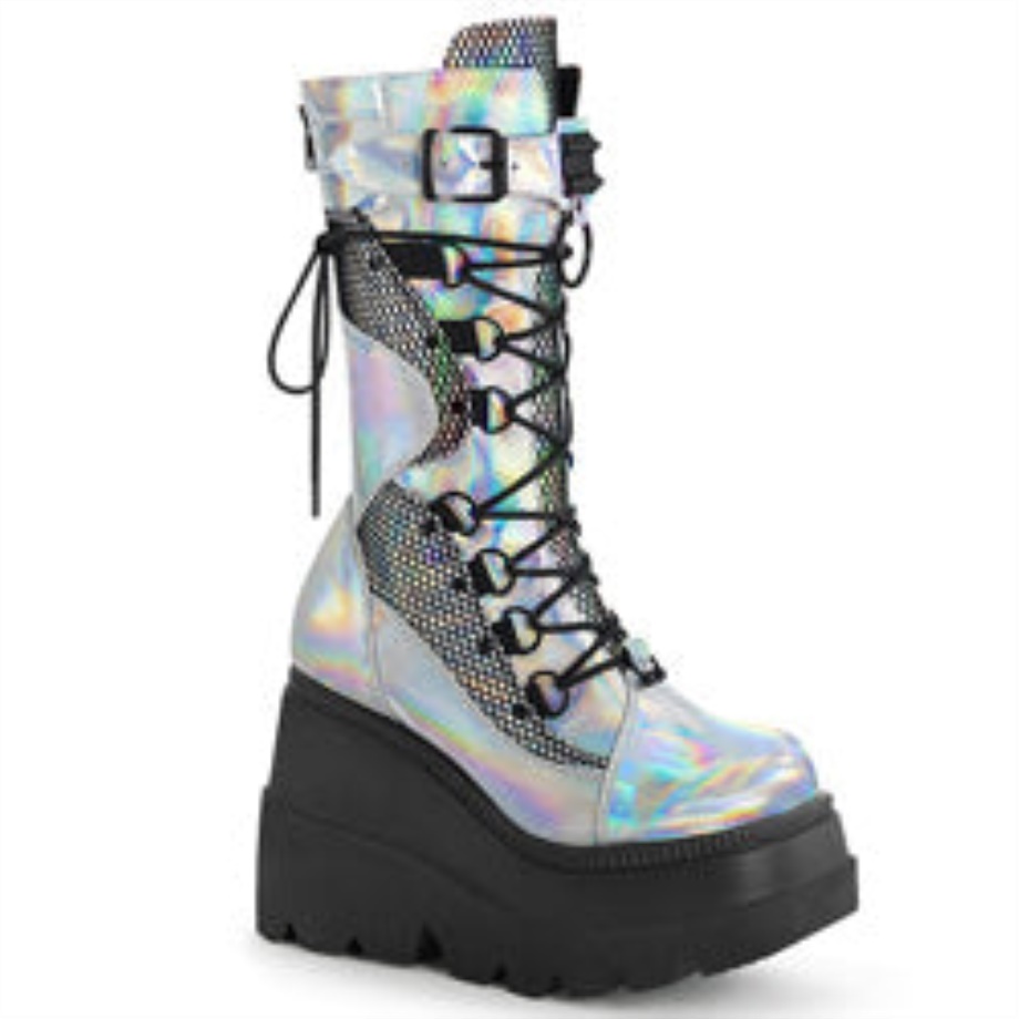 Shaker-70 Silver Holo Vegan Leather Demonia Ireland