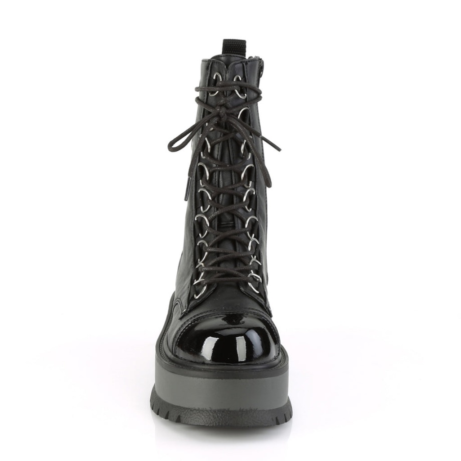 Slacker-150 Black Vegan Leather-Patent Demonia Ireland