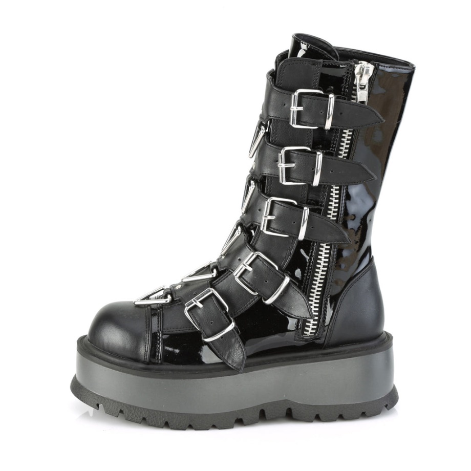 Slacker-160 Black Patent-Vegan Leather Demonia Ireland