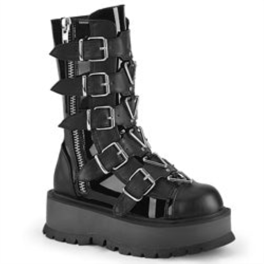 Slacker-160 Black Patent-Vegan Leather Demonia Ireland