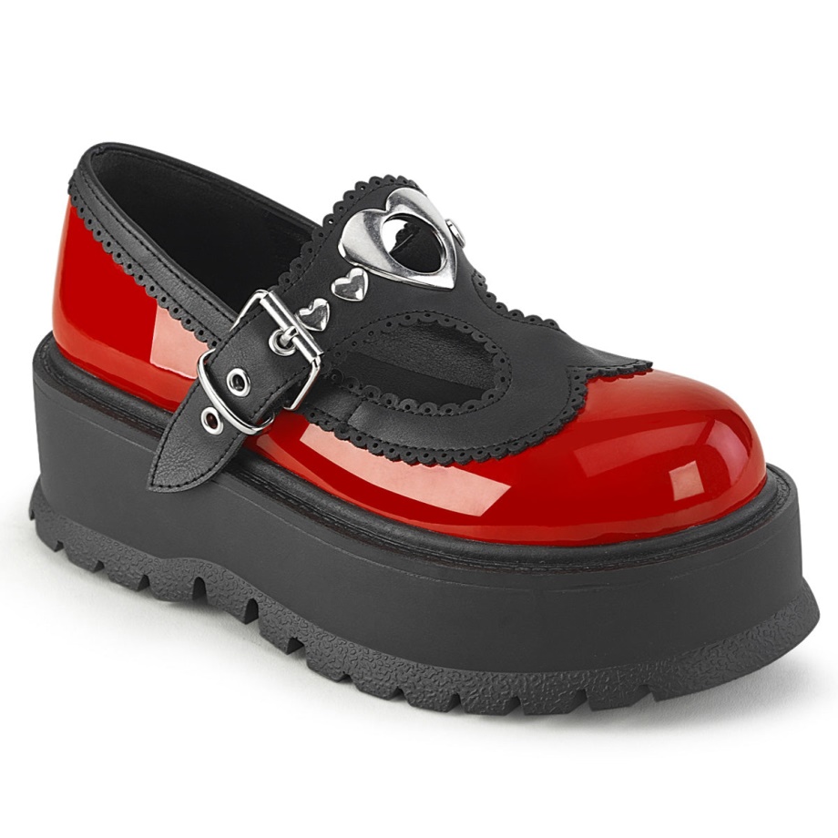 Slacker-23 Demonia Ireland Red-Black Vegan Leather