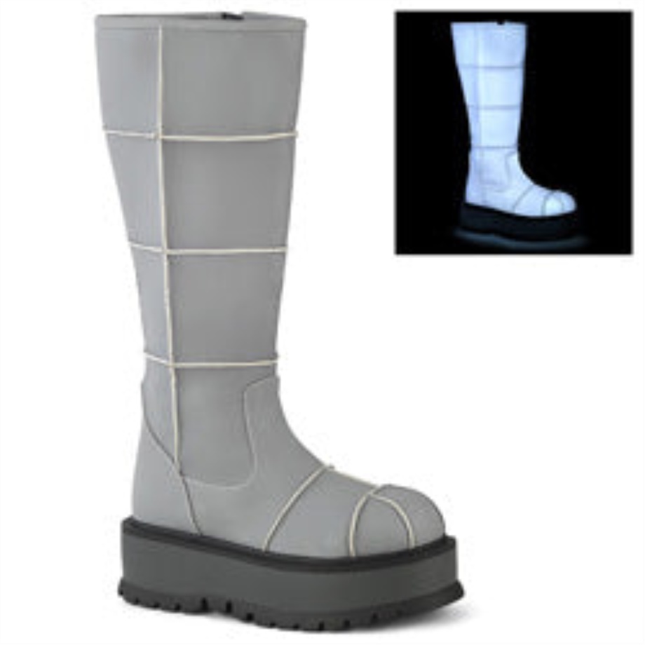 Slacker-230 Demonia Ireland Gray Reflective Vegan Leather