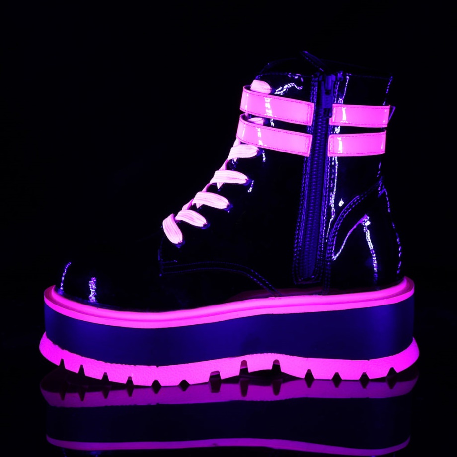 Slacker-52 Demonia Ireland Black U V Iridescent Pink