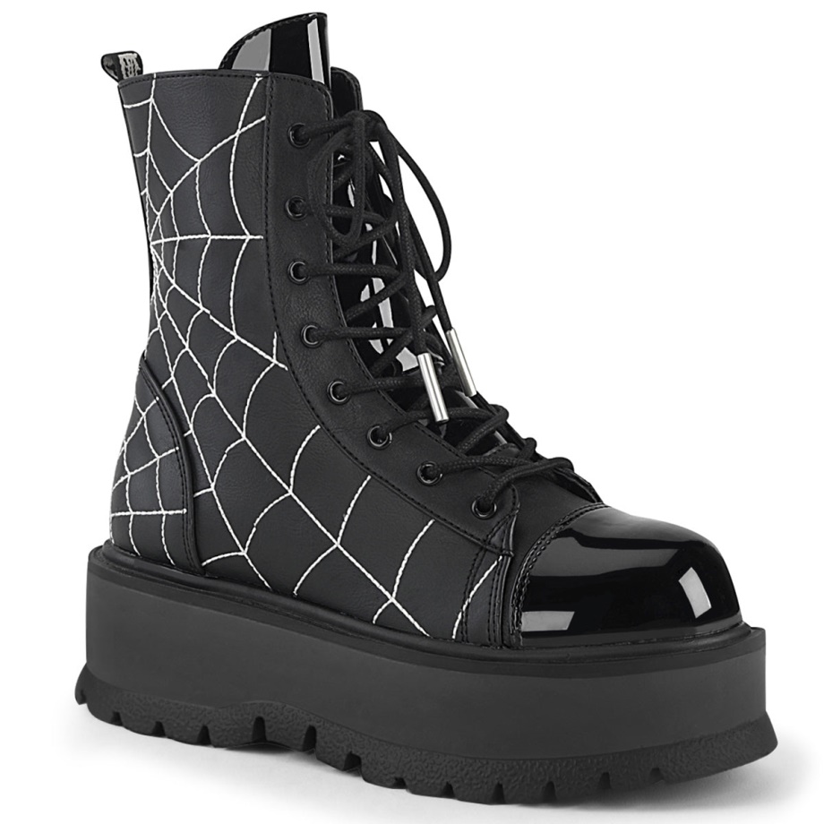 Slacker-88 Black Vegan Leather-Patent Demonia Ireland