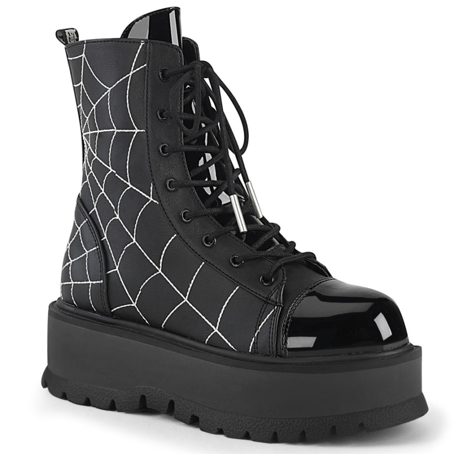 Slacker-88 Black Vegan Leather-Patent Demonia Ireland