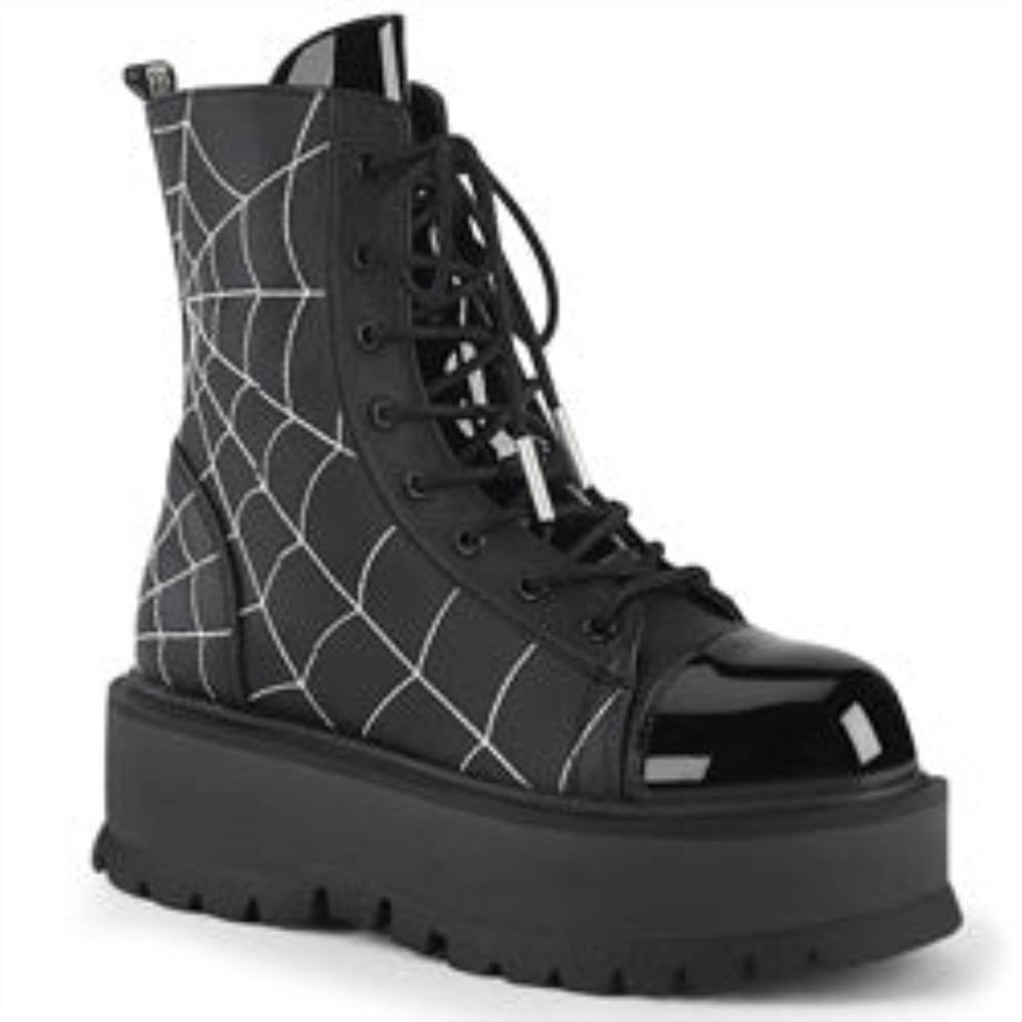 Slacker-88 Black Vegan Leather-Patent Demonia Ireland