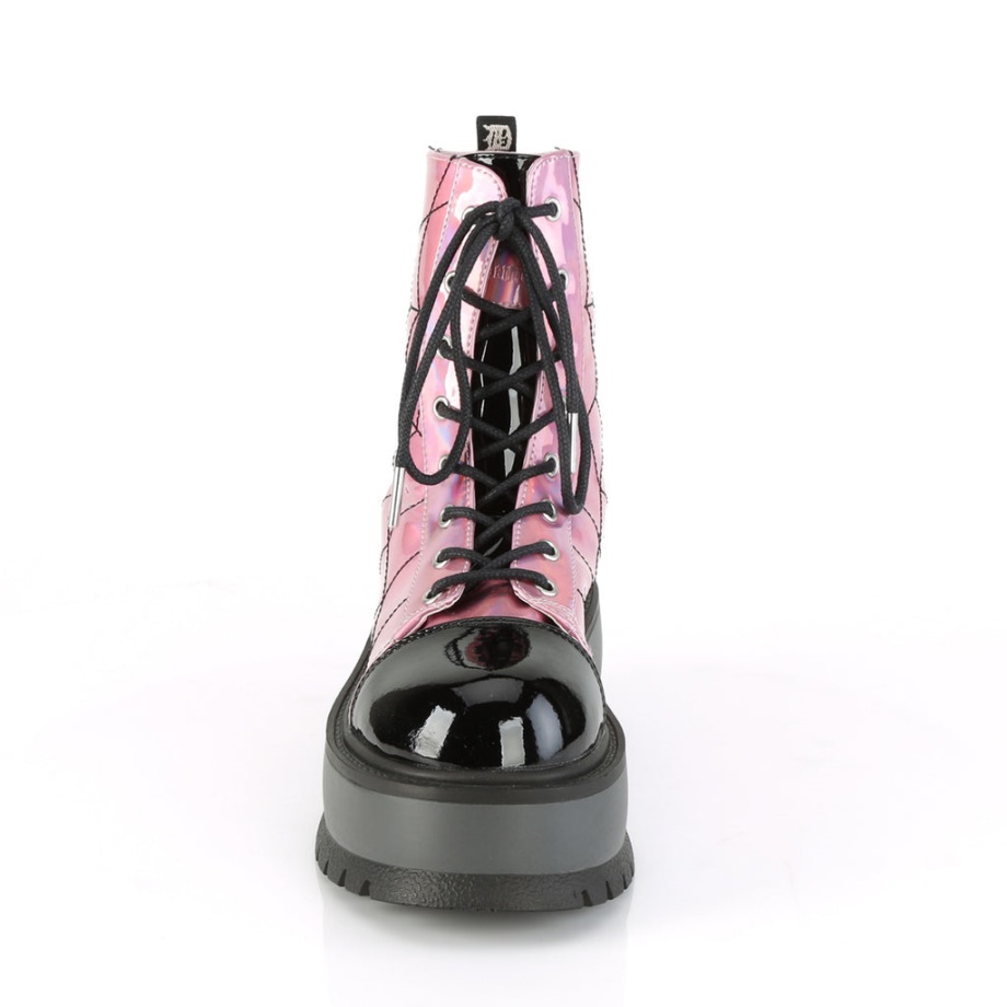 Slacker-88 Demonia Ireland Pink Hologram-Black Patent