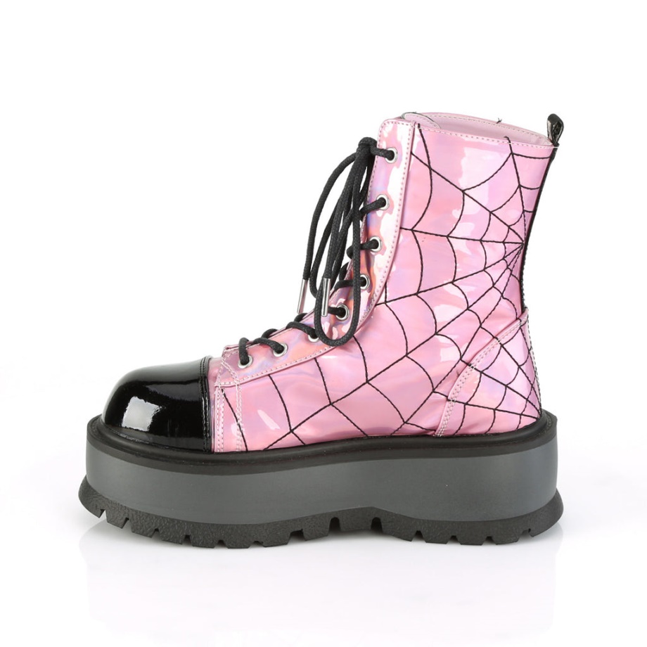 Slacker-88 Demonia Ireland Pink Hologram-Black Patent