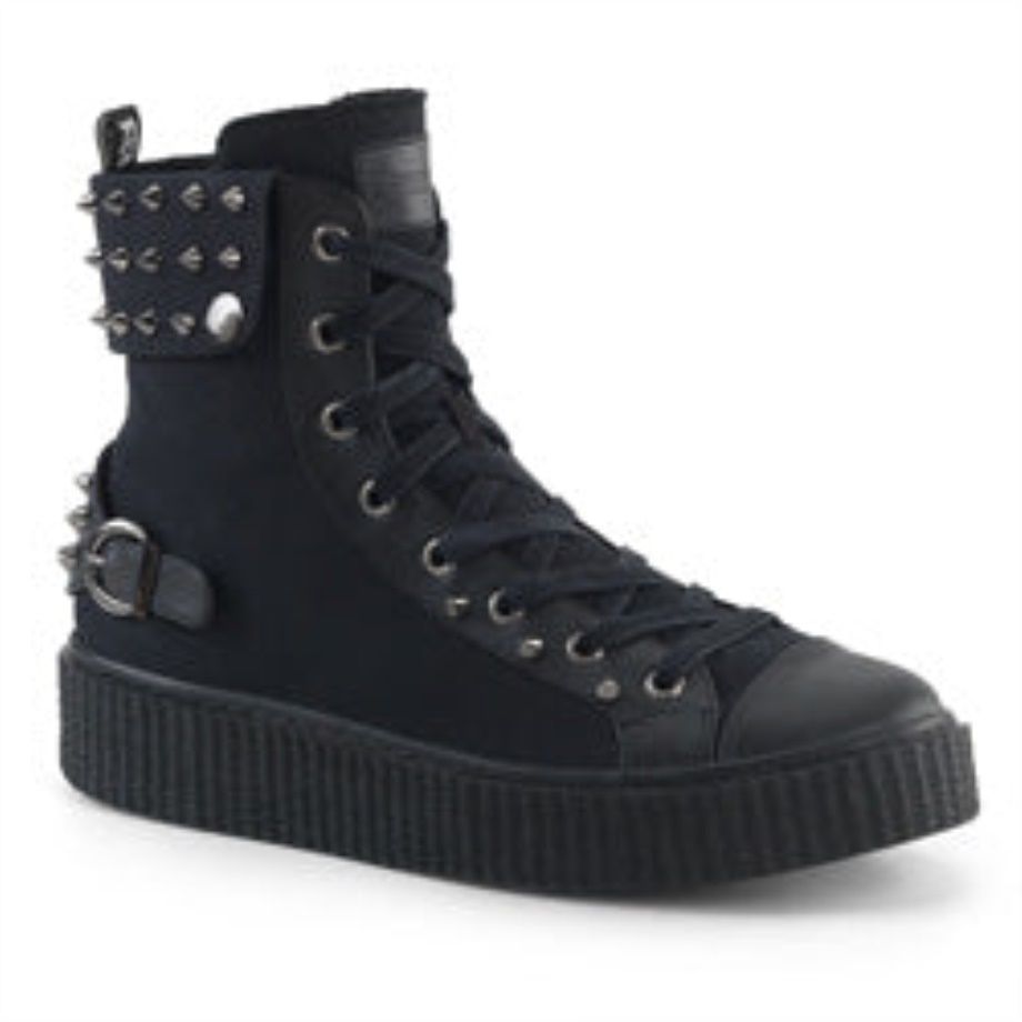 Sneeker-266 Demonia Ireland Black Canvas-Vegan Leather