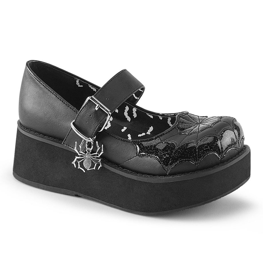 Sprite-05 Demonia Ireland Black Vegan Leather-Black Patent