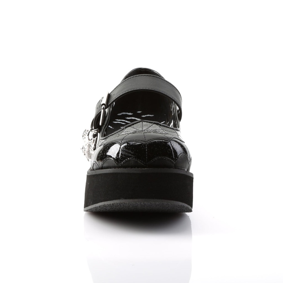 Sprite-05 Demonia Ireland Black Vegan Leather-Black Patent