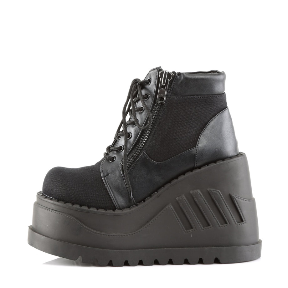 Stomp-10 Demonia Ireland Black Canvas-Vegan Leather