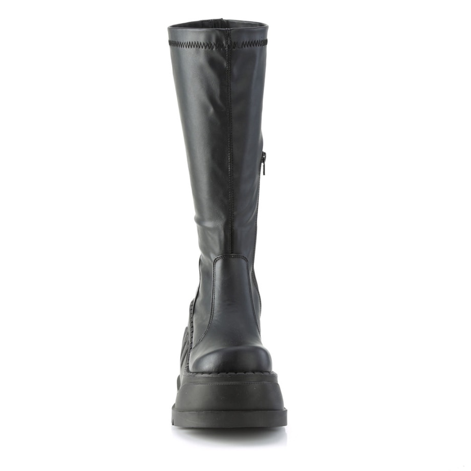 Stomp-200 Black Stretch Vegan Leather Demonia Ireland