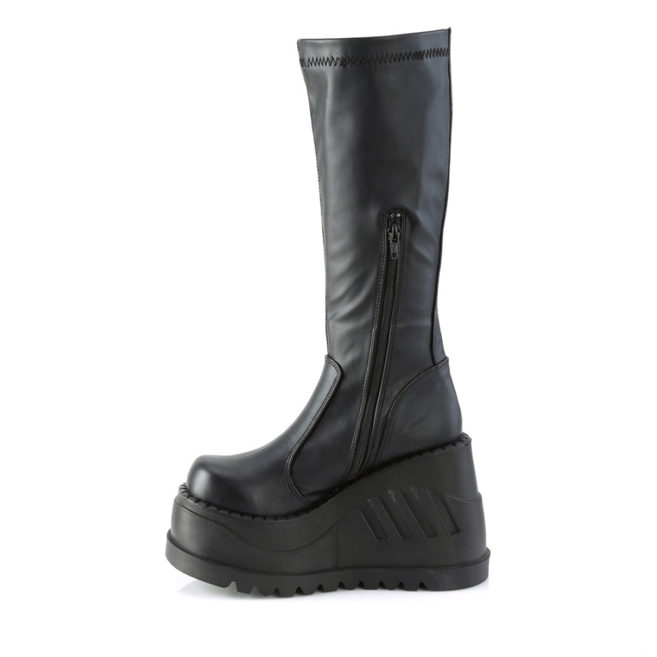 Stomp-200 Black Stretch Vegan Leather Demonia Ireland