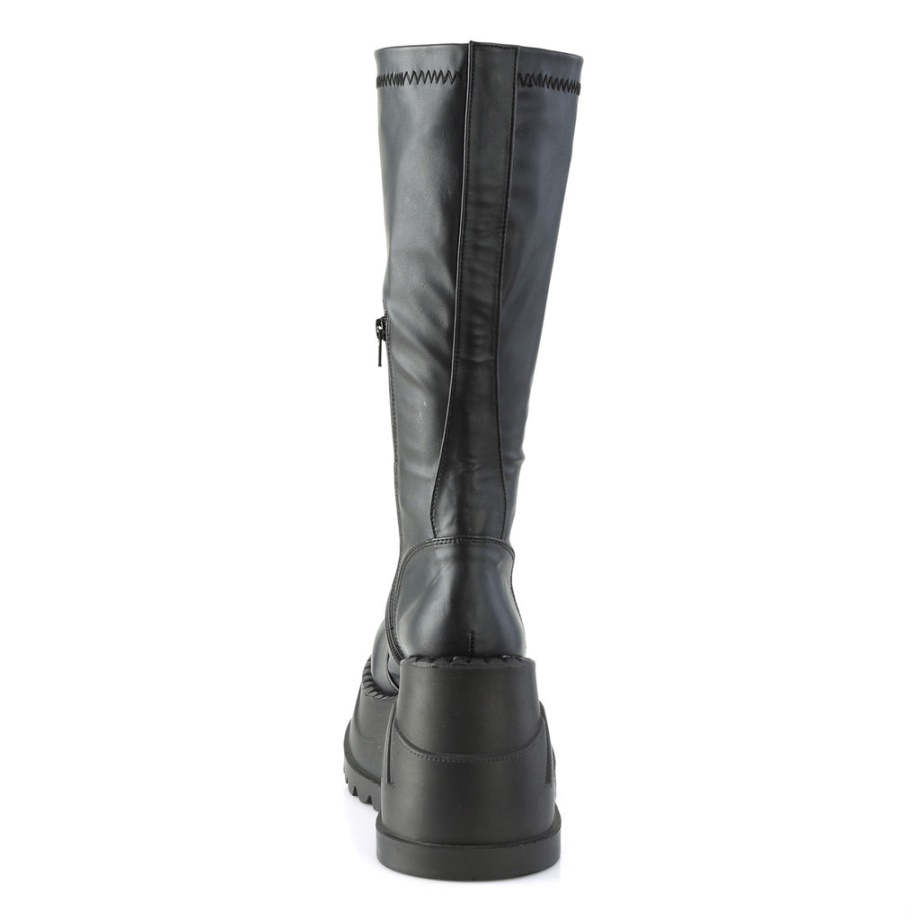 Stomp-200 Black Stretch Vegan Leather Demonia Ireland