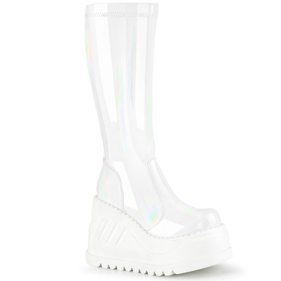 Stomp-200 Demonia Ireland White Hologram Stretch Patent