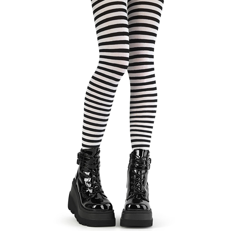 Striped Pantyhose Black&White Nylon Demonia Ireland
