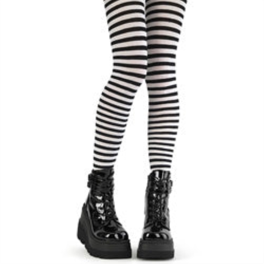 Striped Pantyhose Black&White Nylon Demonia Ireland