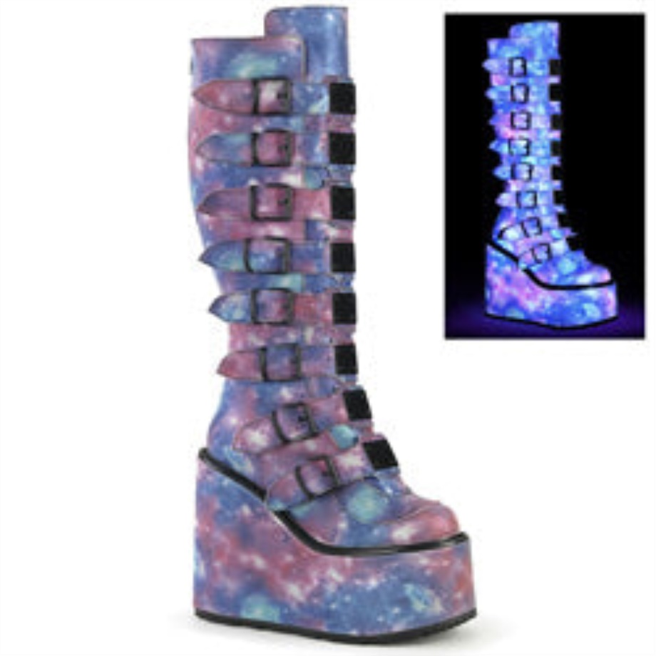 Swing-815 Blue Reflective Vegan Leather Demonia Ireland