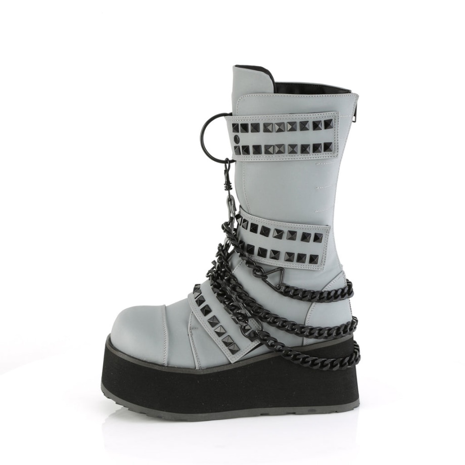 Trashville-138 Gray Multi Reflective Vegan Leather Demonia Ireland