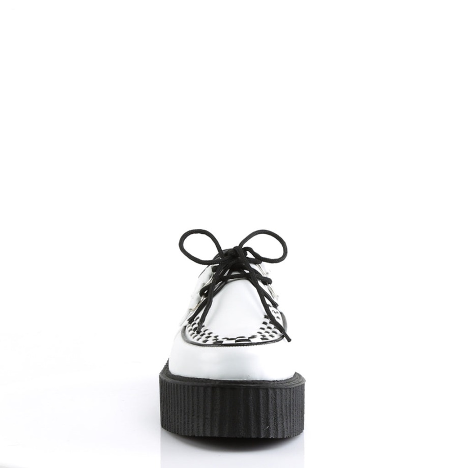 V-Creeper-502 White Vegan Leather Demonia Ireland