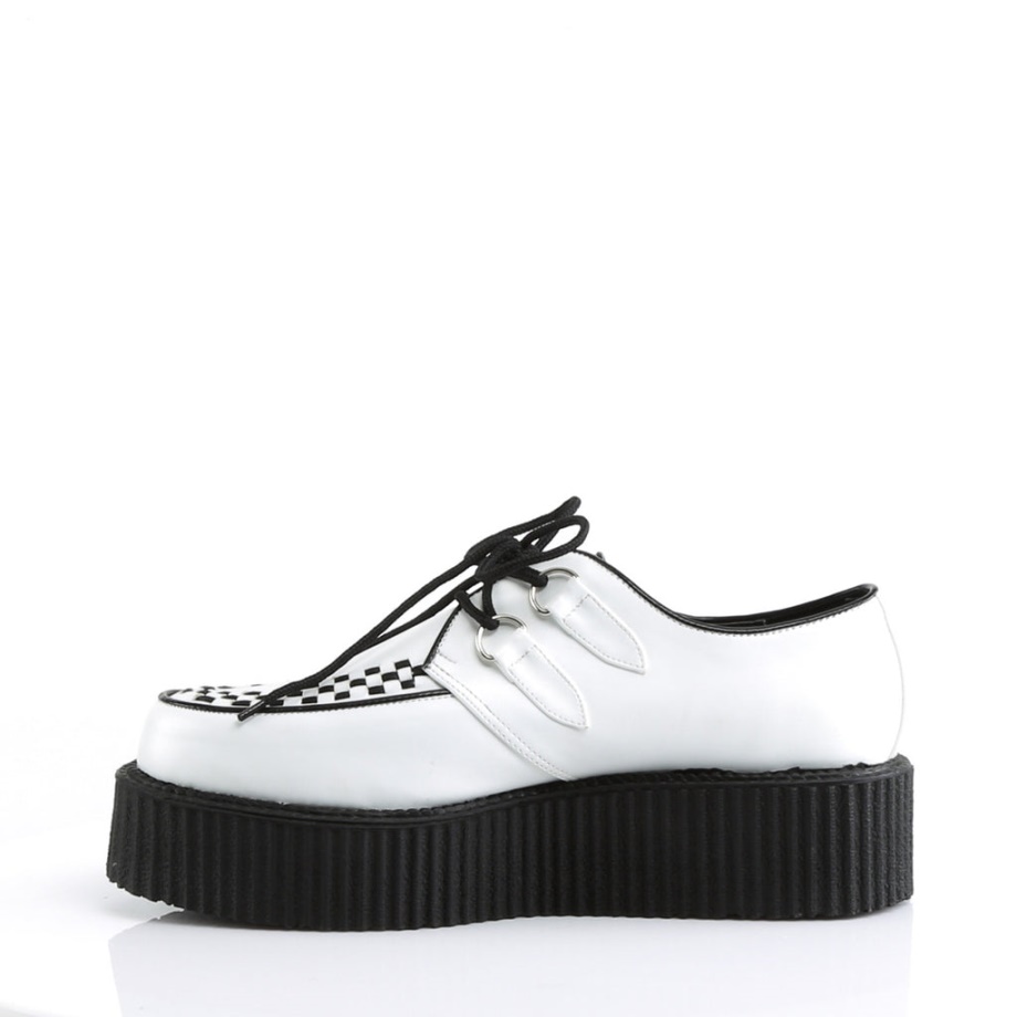 V-Creeper-502 White Vegan Leather Demonia Ireland
