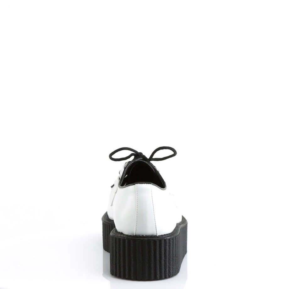 V-Creeper-502 White Vegan Leather Demonia Ireland