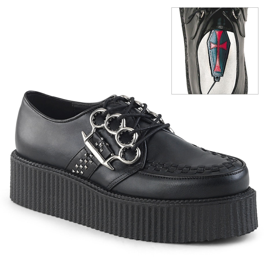 V-Creeper-516 Black Vegan Leather Demonia Ireland
