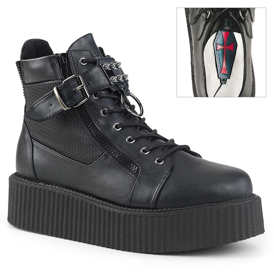 V-Creeper-566 Demonia Ireland Black Vegan Leather