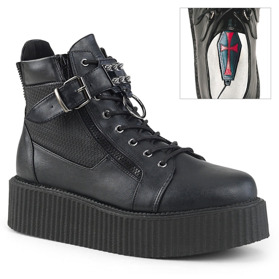 V-Creeper-566 Demonia Ireland Black Vegan Leather