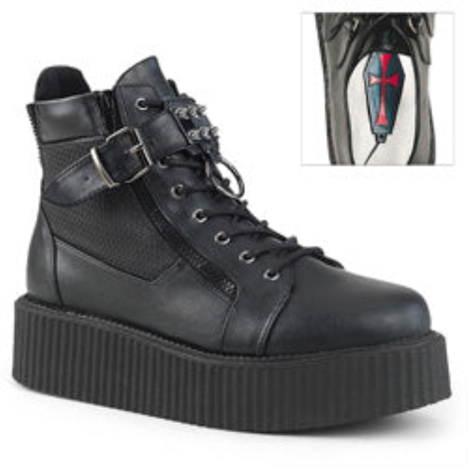 V-Creeper-566 Demonia Ireland Black Vegan Leather