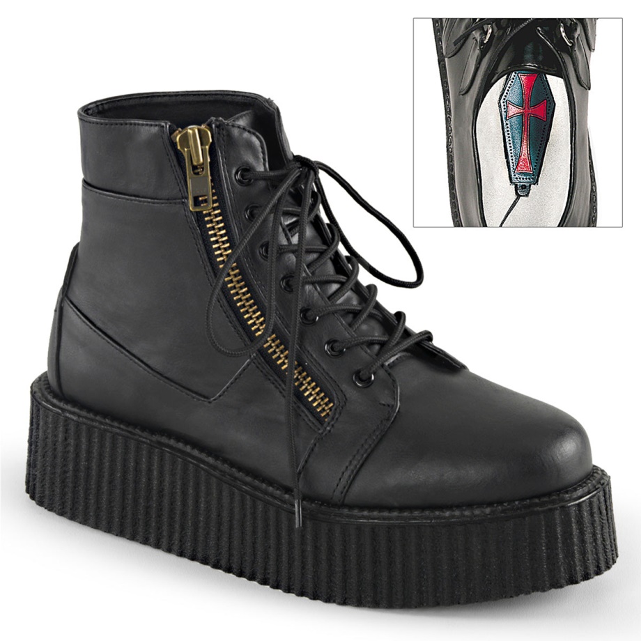 V-Creeper-571 Black Vegan Leather Demonia Ireland