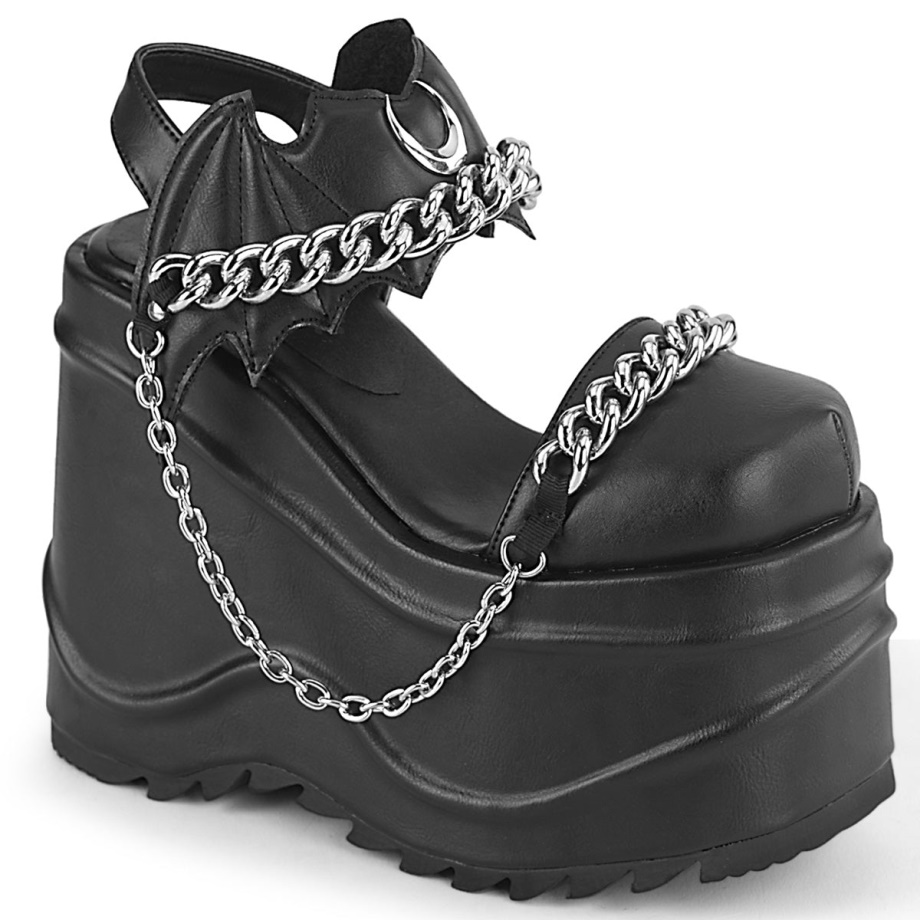 Wave-20 Black Vegan Leather Demonia Ireland