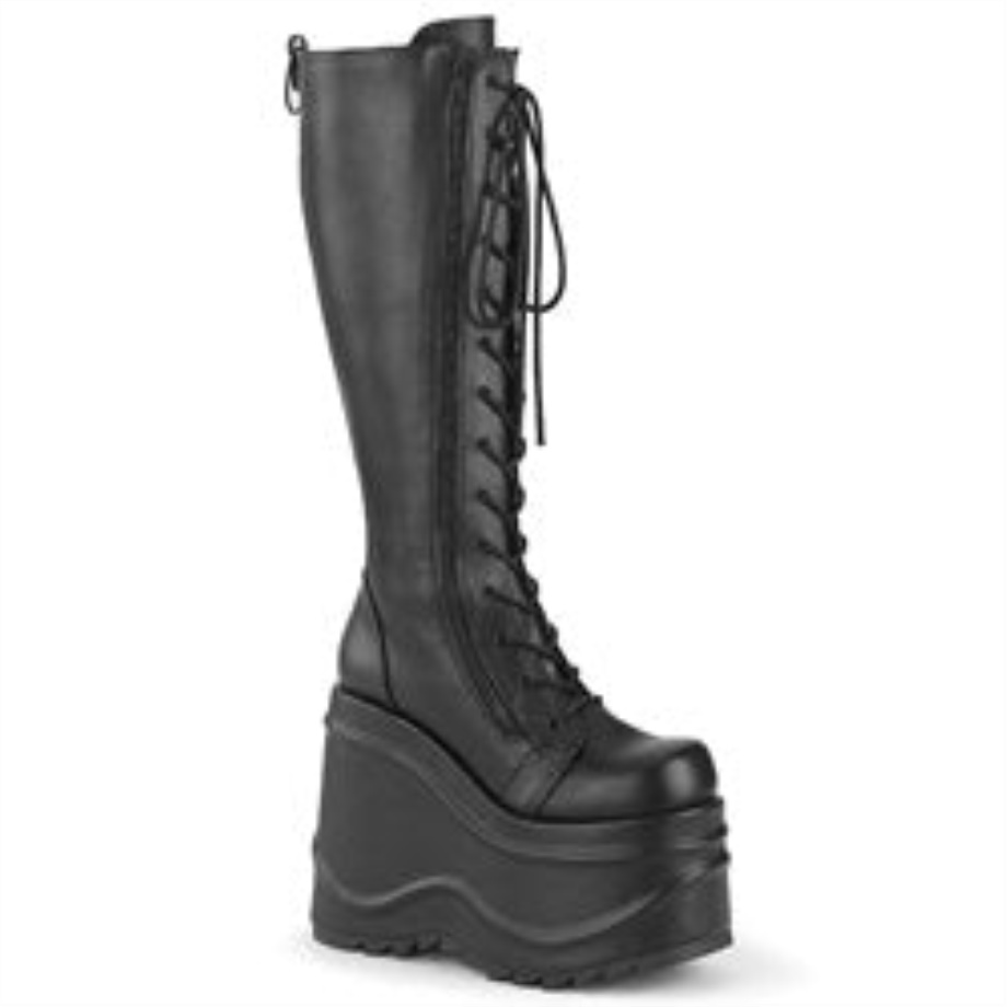 Wave-200 Black Vegan Leather Demonia Ireland