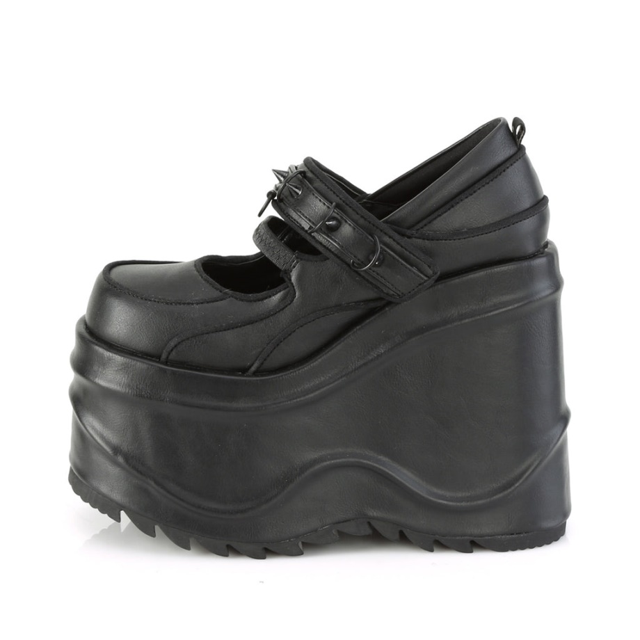 Wave-48 Black Vegan Leather Demonia Ireland